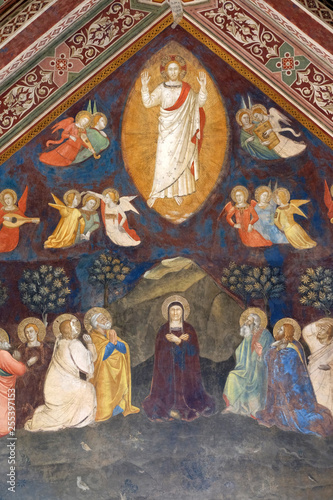 Ascension of Christ, Fresco by Andrea di Bonaiuto, Spanish Chapel in Santa Maria Novella Principal Dominican church in Florence, Italy