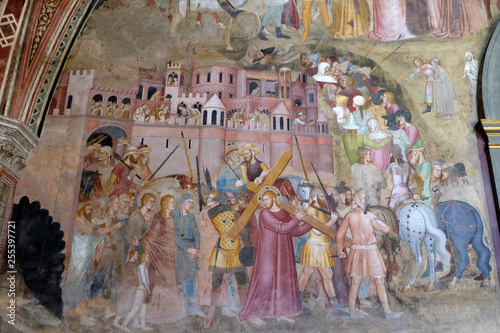 Christ Carrying the Cross, detail from Passion and Resurrection of Christ, fresco by Andrea Di Bonaiuto, Spanish Chapel in Santa Maria Novella church in Florence