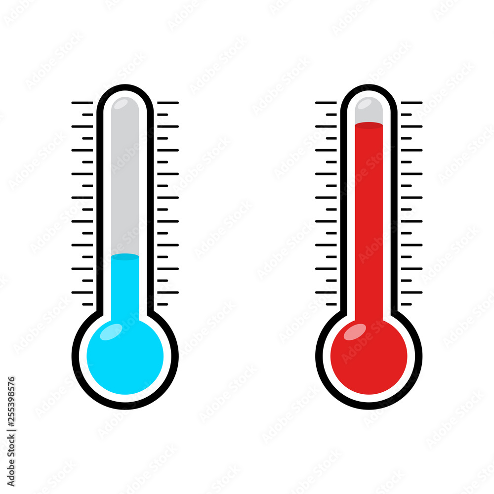 Celsius and Fahrenheit metrology thermometer isolated on white background. Vector flat design Celsius and Fahrenheit metrology thermometer isolated on white background. Vector flat design