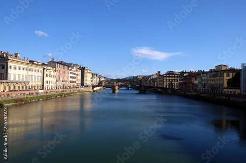 Buildings facing onto the River Arno, Florence, Tuscany, Italy © zatletic