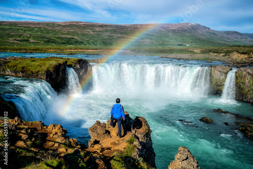 The Godafoss (Icelandic: waterfall of the gods) is a famous waterfall in Iceland. The breathtaking landscape of Godafoss waterfall attracts tourist to visit the Northeastern Region of Iceland. photo