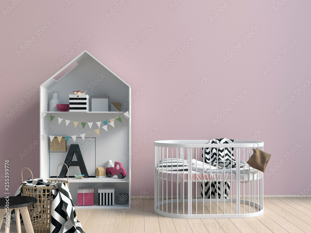 Obraz premium Mock up wall in interior of the child. sleeping place. modern style. 3d illustration
