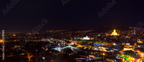 Amazing night panoramic cityscape of Georgian Capital old town, Tbilisi.