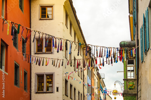 street decorated with garlands of men's ties for the holiday © muh23