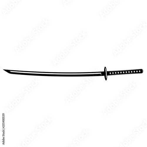 Vintage katana sword isolated on white background. Traditional japanese weapon. Vector flat design