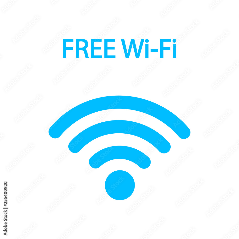 Free WiFi icon isolated on white background. Wireless internet connection concept. Network logo. Vector flat design. Free WiFi icon isolated on white background. Wireless internet connection concept. Network logo. Vector flat design.