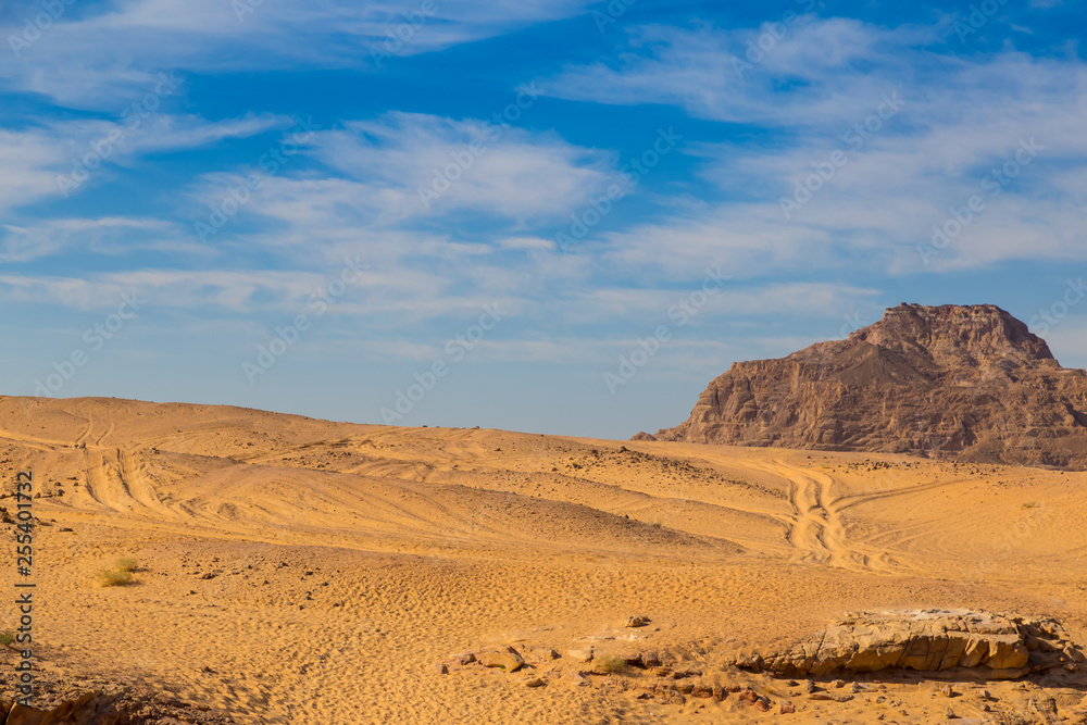 Sinai desert and single mountain