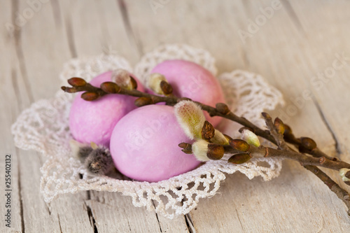 Pink Sugar Easter Eggs And Willow Blossom