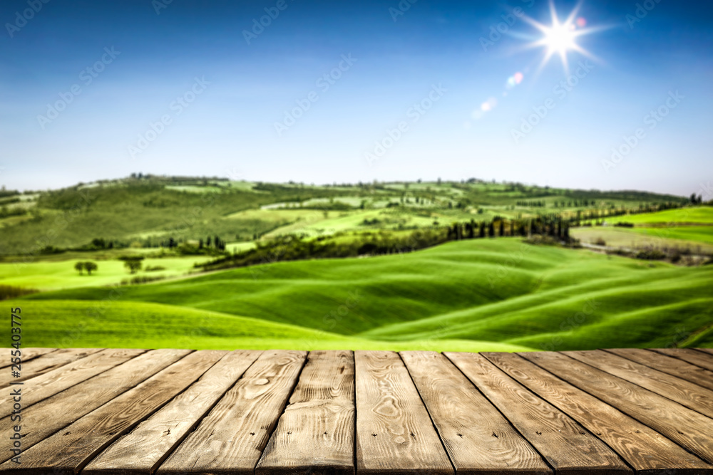 desk of free space for your decoration and landscape of spring Tuscany. desk of free space for your decoration and landscape of spring Tuscany.