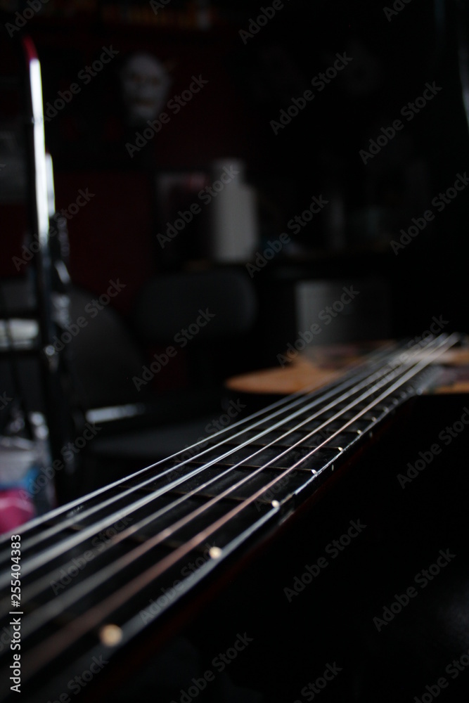 Fototapeta premium Guitar sharp angle strings with tight focus