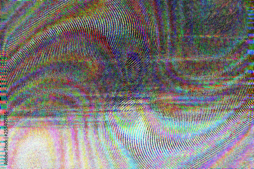 Dark abstract background with image distortion. Glitch effect. Vinyl effect. Bad TV. Simple illustration for decorative design or presentation.