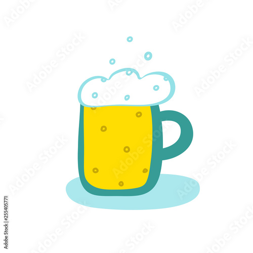 Mug of beer. Vector illustration in cartoon style. Print, template, design element, logo.