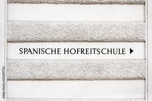 Photography Austria, Vienna, Michaelerplatz: Direction sign to Spanish Riding School (Spanische Hofreitschule) at the