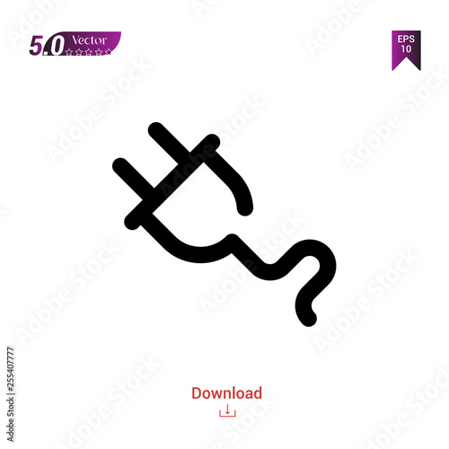 Outline plug icon isolated on white background. Best modern. Graphic design, mobile application, beauty icons 2019 year, user interface. Editable stroke. EPS10 format vector illustration