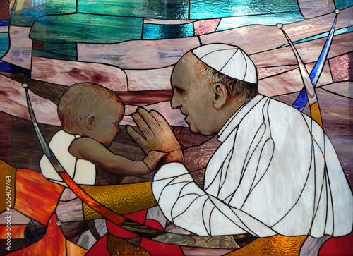 Pope Francis, stained glass...