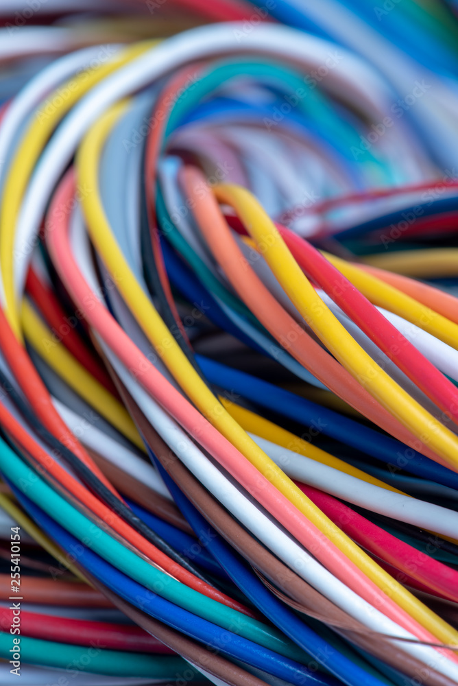 Twisted multicolored electric computer cable