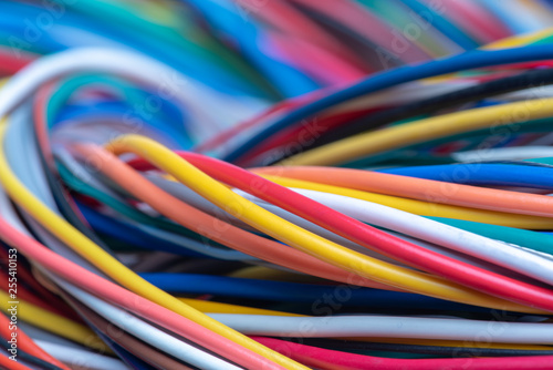 Multicolored electrical computer cable photo