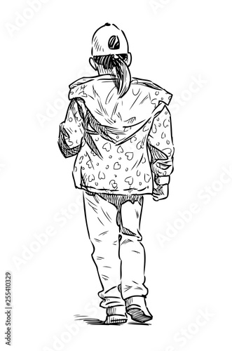 A little girl goes on a stroll