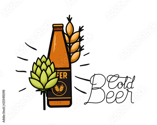 cold beer label isolated icon