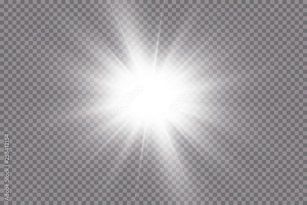 White glowing light explodes on a transparent background. with ray.  Transparent shining sun, bright flash. The center of a bright flash. Stock  Vector | Adobe Stock