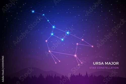 Fotografija Ursa Major star constellation on the beautiful night sky vector illustration