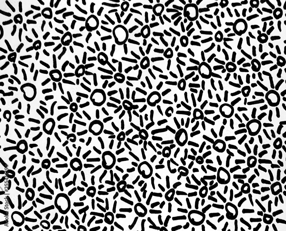 Hand drawn abstract black-and-white spots illustration background