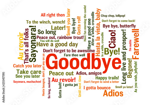 Goodbye Word Tag Cloud, how to say farewell photo