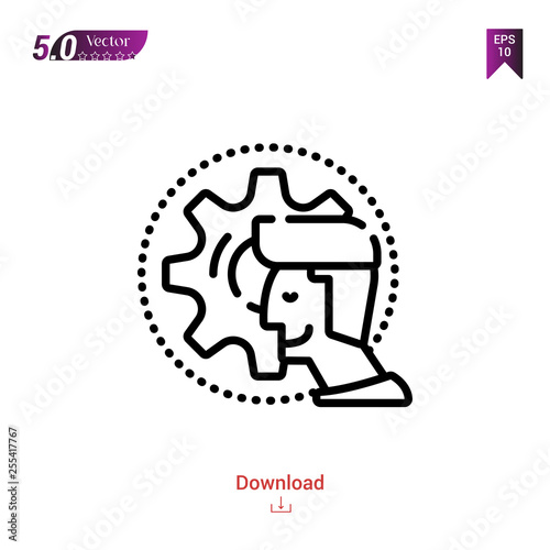 Outline thinking icon isolated on white background. Popular icons for 2019 year. creative-process. Line pictogram. Graphic design, mobile application, logo, user interface. EPS 10 format vector