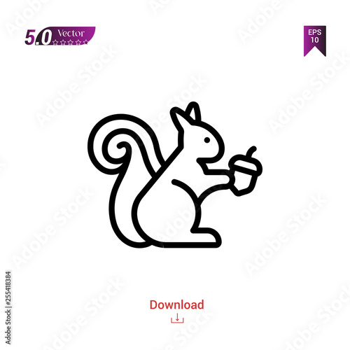 Outline squirrel icon isolated on white background. Best modern.autumn,Graphic design, mobile application, beauty icons 2019 year, user interface. Editable stroke. EPS10 format vector