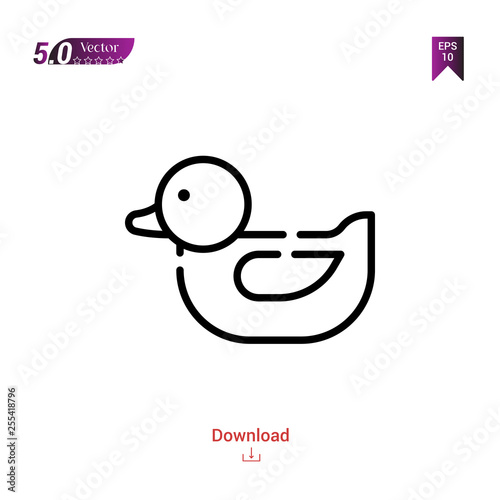 Outline rubber-duck icon isolated on white background. Best modern. Graphic design,children-toys, mobile application, beauty icons 2019 year, user interface. Editable stroke. EPS10 format vector
