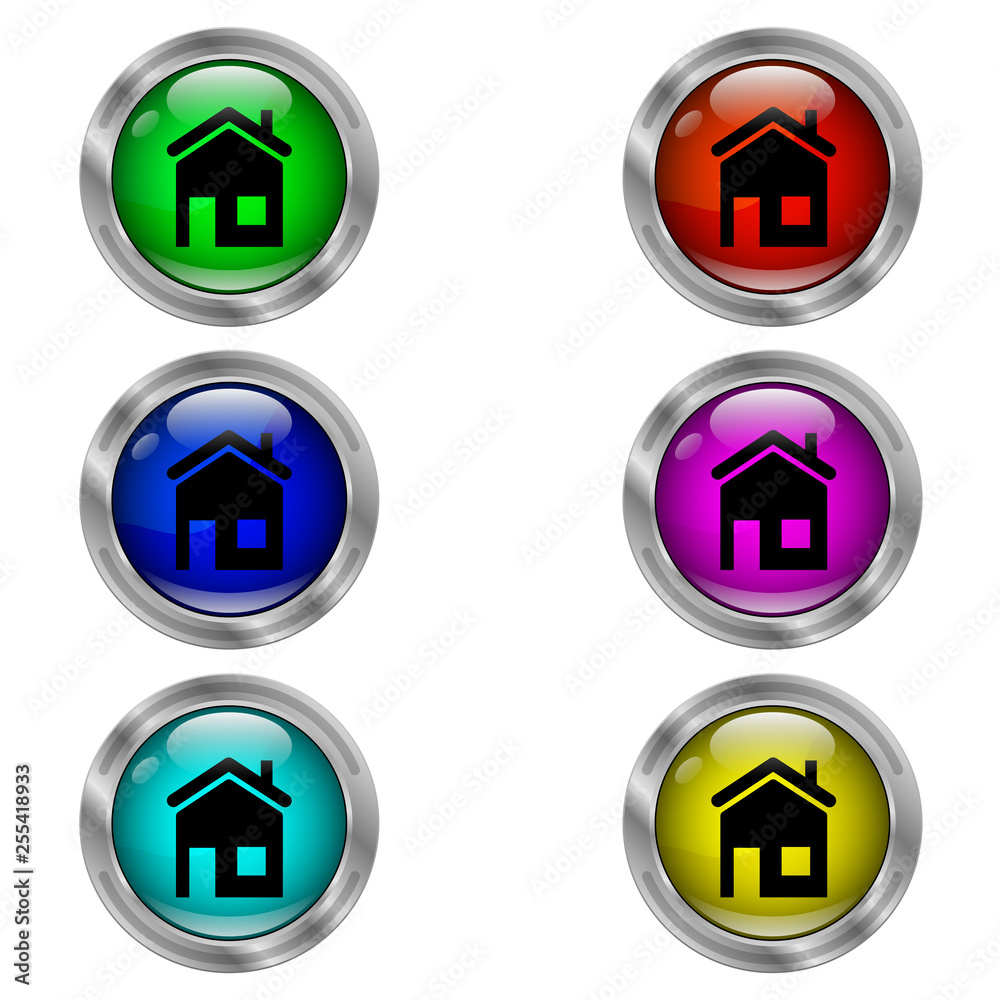 Home icon. Set of round color icons. Home icon. Set of round color icons.