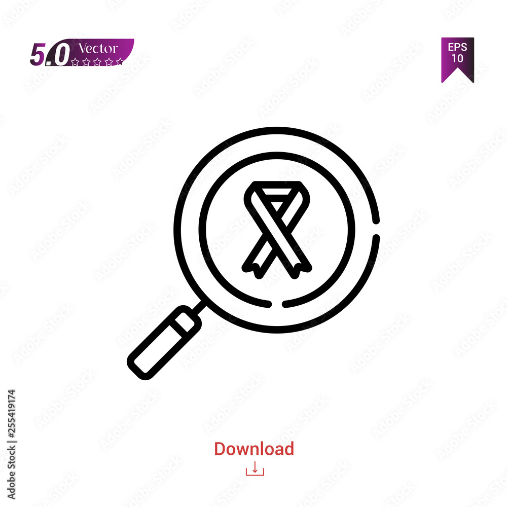research icon isolated on white background.world cancer awareness day,Graphic design, mobile application, beauty icons 2019 year, user interface. Editable stroke. EPS10 format vector