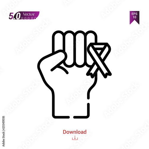 protest icon isolated on white background.world cancer awareness day,Graphic design, mobile application, beauty icons 2019 year, user interface. Editable stroke. EPS10 format vector