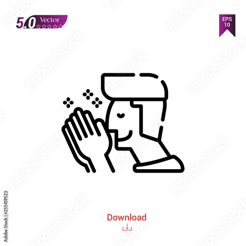 Outline pray icon isolated on white background. Popular icons for 2019 year. creative-process. Line pictogram. Graphic design  mobile application  logo  user interface. EPS 10 format vector