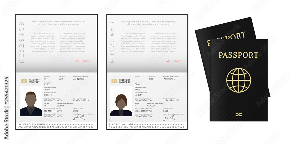African or Afro-American passport. Citizen id template. African or Afro-American passport. Citizen id template.