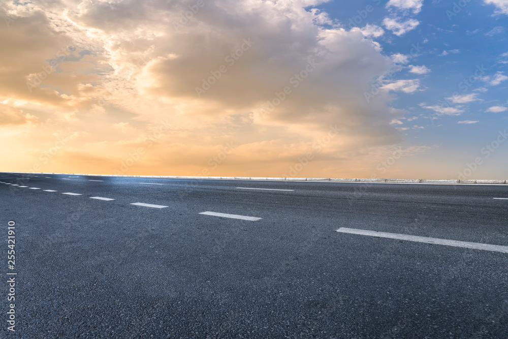 Road surface and sky cloud landscape..