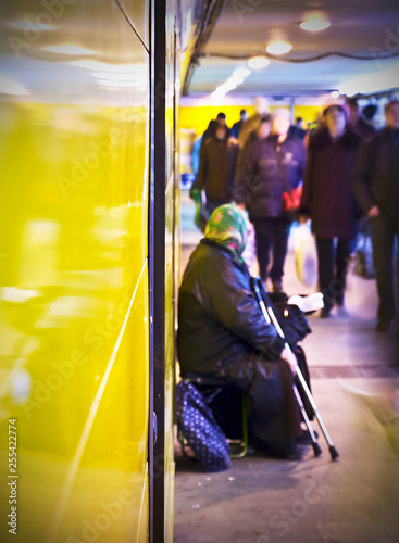 beggar in subway