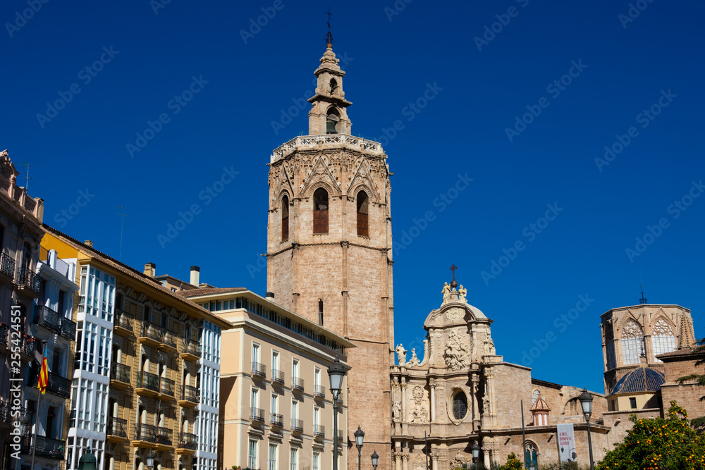Bell Tower of the Valencia Cathedral (El Miguelete o Torre del Micalet), Queen Square. Valencia, Spain