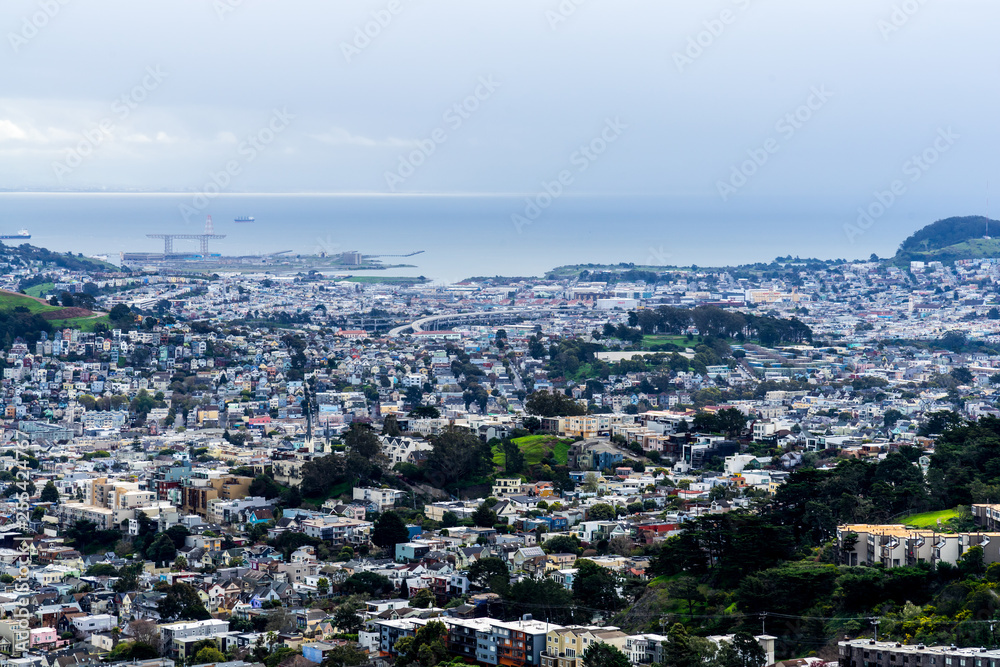 panoramic view of San Francisco at Twin Peaks , San Francisco, CA