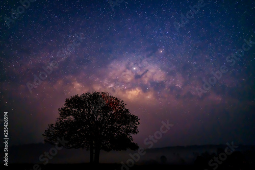 Milky Way Galaxy, Long exposure Photograph with grain. Star Study and Milky Way Astronomy at Thung kamang naturer park. Phu Khiao - Wildlife Sanctuary, Chaiyaphum, Thailand. Mar 3, 2019