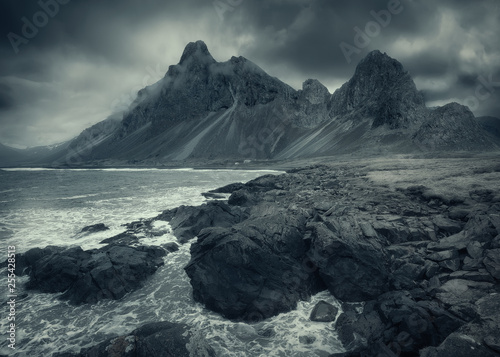Famous Eystrahorn mountain on the south coast of Iceland photo