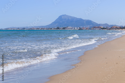 Mediterranean waves in sunny day in Valencia, Spain