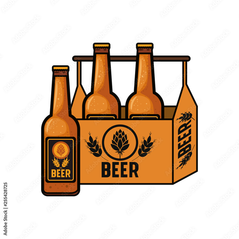 box with beer bottles isolated icon box with beer bottles isolated icon