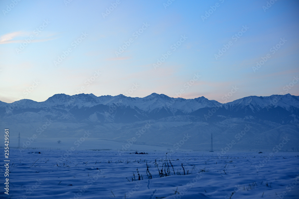 Winter landscape near Kaskelen, Almaty