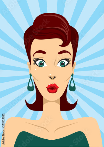 Surprised pin up woman