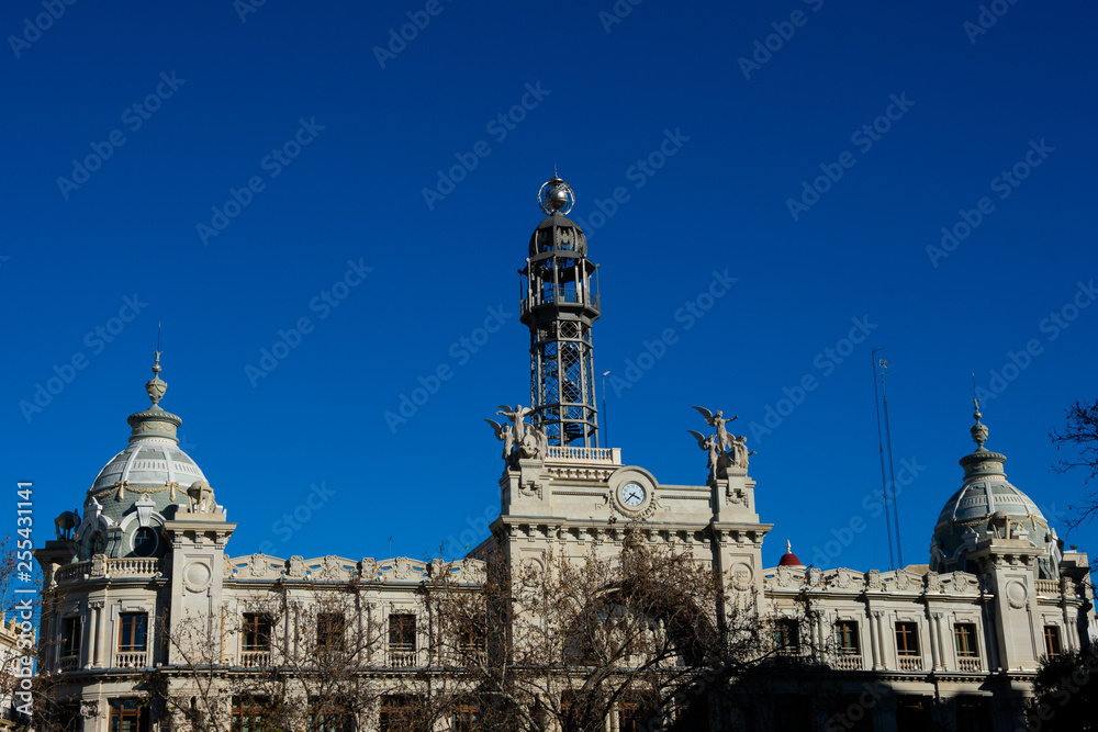 Post and telegraph building (Oficina de Correos) near Town Hall Square. Valencia, Spain