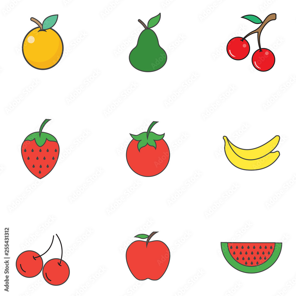 Set of fruit icons. Vector illustration - Vector Set of fruit icons. Vector illustration - Vector