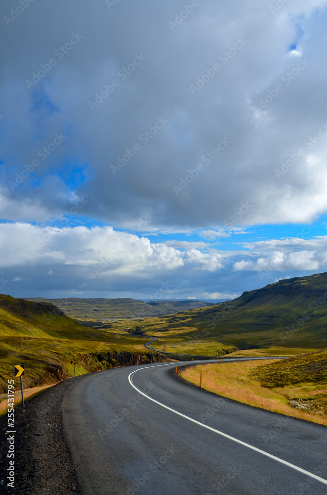 a sweeping icelandic road
