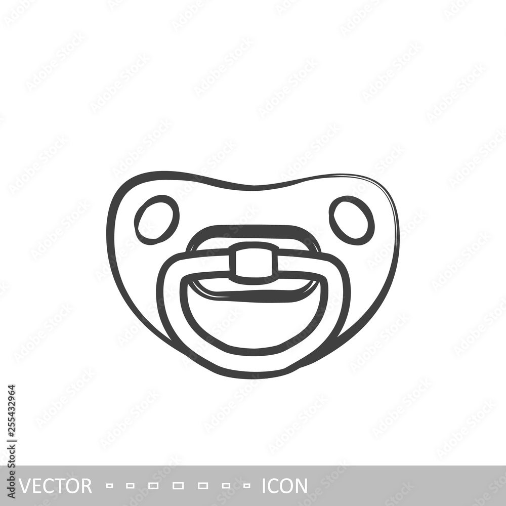 Pacifir icon. Baby's dummy icon in the style of linear design. Pacifir icon. Baby's dummy icon in the style of linear design.