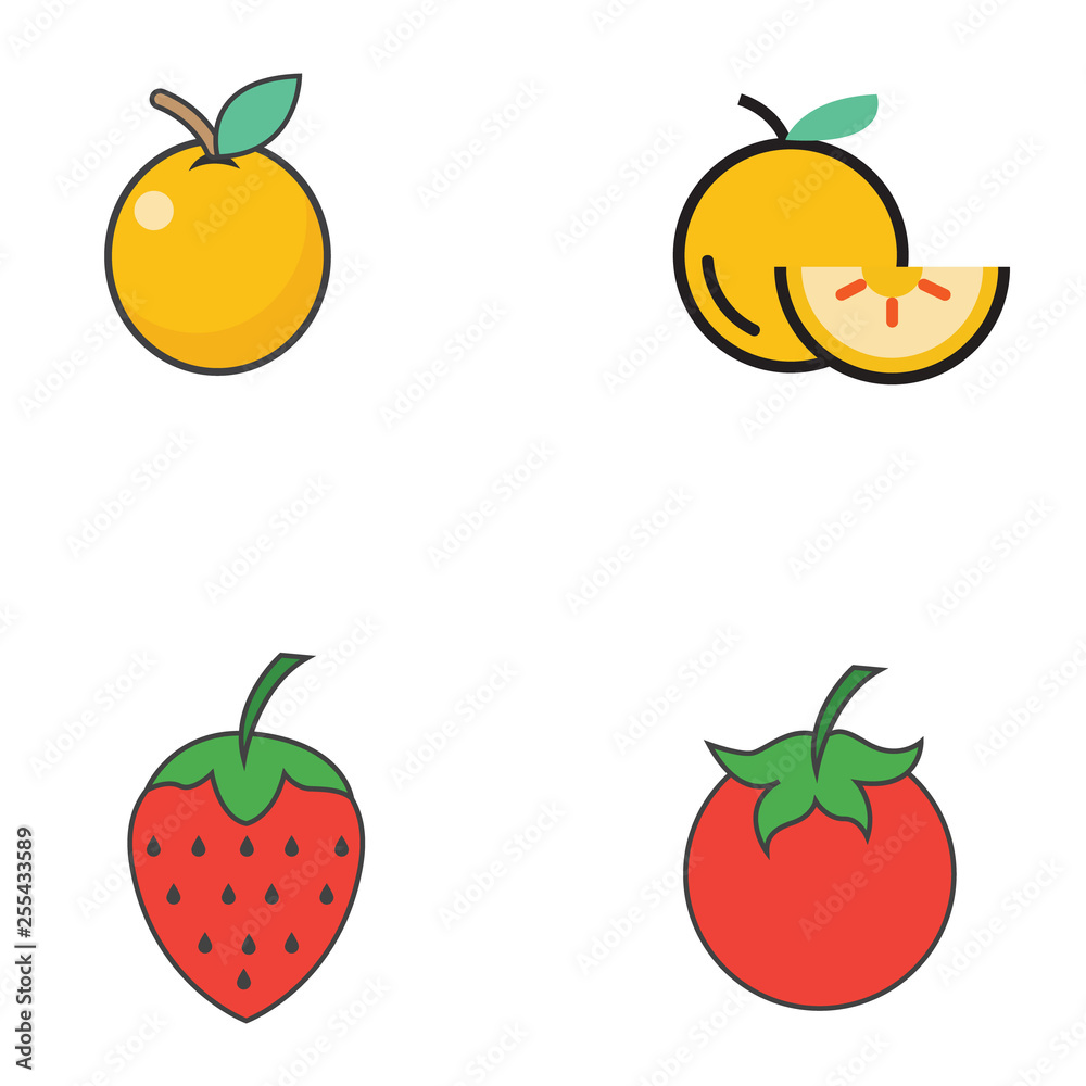 set of fruits and vegetables set of fruits and vegetables